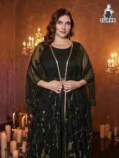 SUPGIR Abaya ample à sequins avec robe intérieure, vue 1