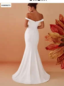 EVERPRETTY Robe de mariée sirène à épaules dénudées, vue 1
