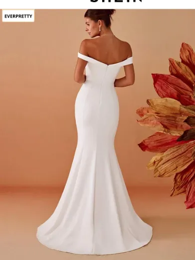 EVERPRETTY Robe de mariée sirène à épaules dénudées, vue 1